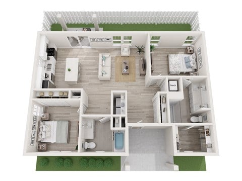 Floor plan for 2 beds, 2 baths, 1209 sqft